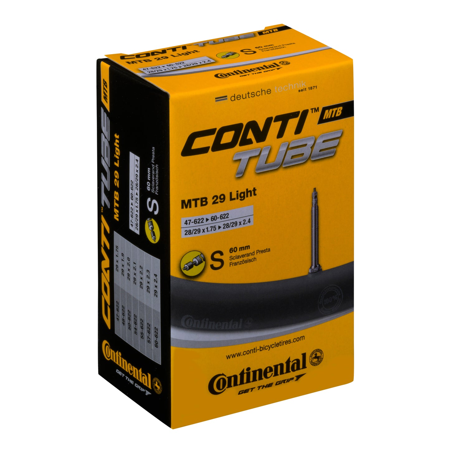 CÂMARA DE AR CONTINENTAL CONTITUBE MTB 29 LIGHT (FV) 60 MM