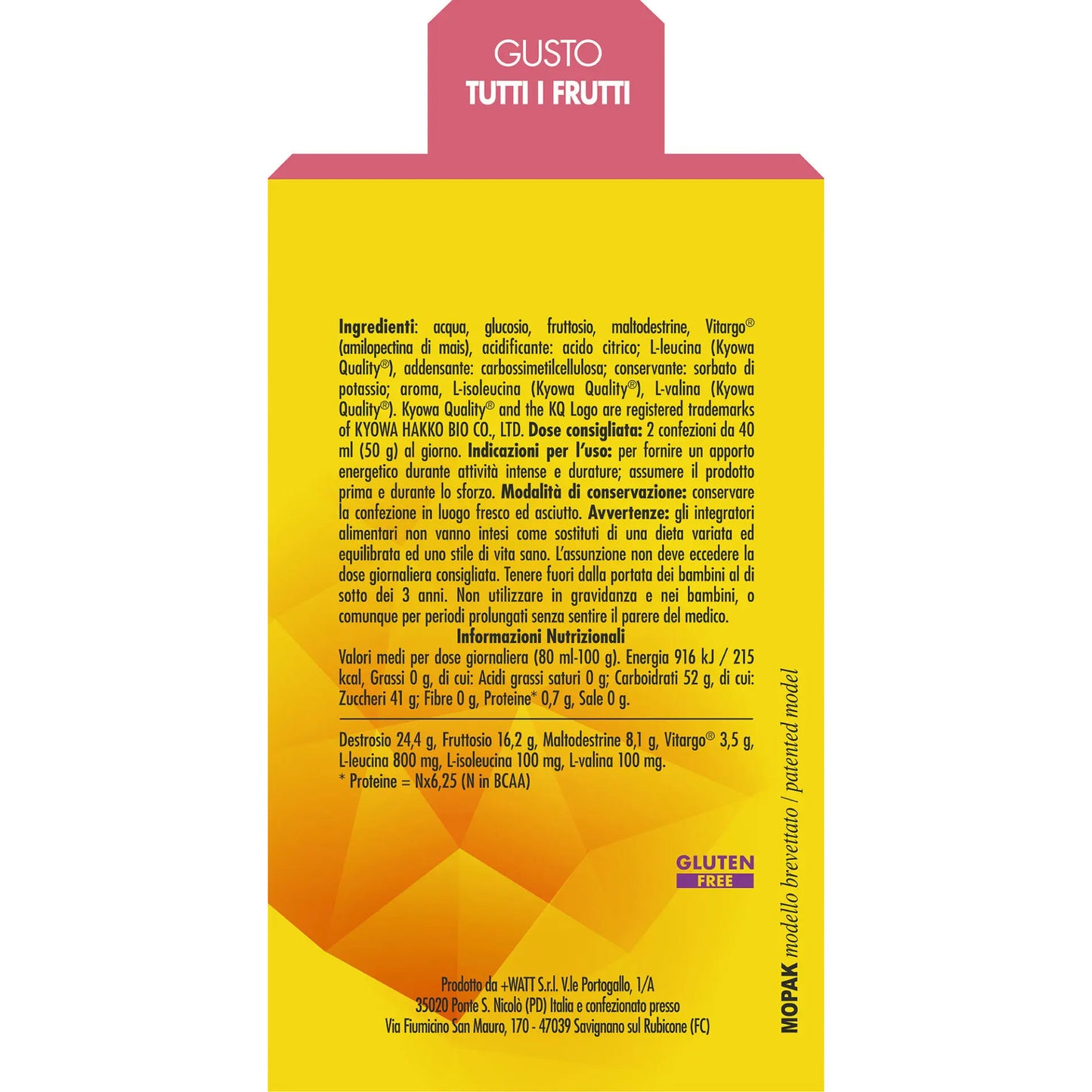 +WATT BCAA RIDE GEL+ TUTTI FRUTTI 40 ML (50 G)