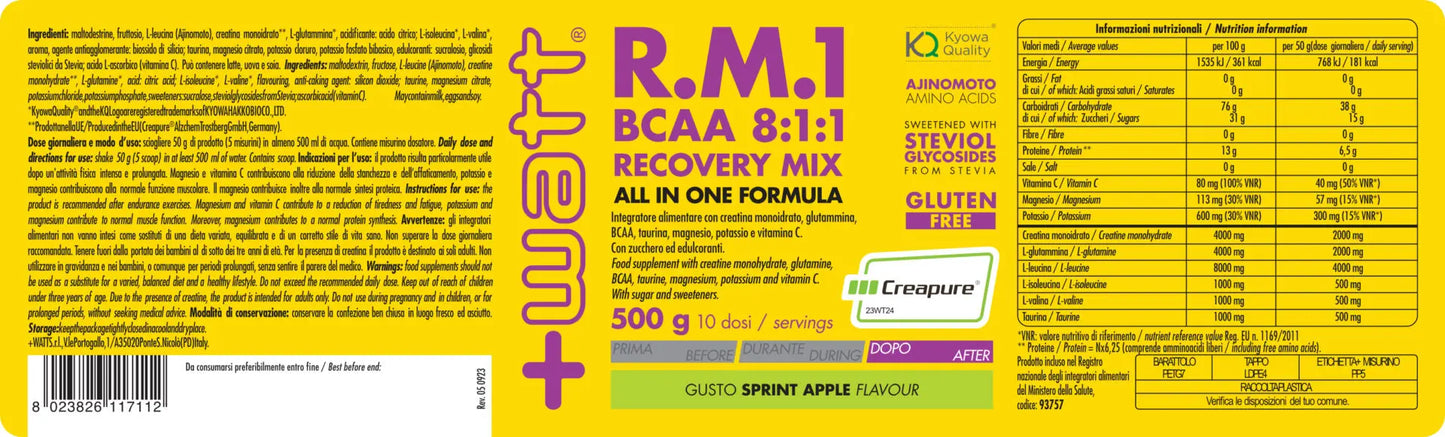 +WATT R.M.1 BCAA 8:1:1 RECOVERY MIX (500 G)